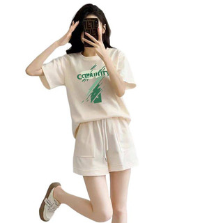 Bộ Trang Phục Thể Thao Thường Ngày, Trang Phục Nữ Mùa Hè, Rộng Rãi Giảm Tuổi Quần Short áo Ngắn Tay Dáng Dài Cỡ Lớn