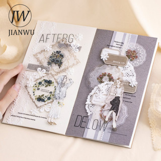 JIANWU Glayed Tulle Series Vintage Lưới Ren Hoa Phong Cảnh Chất Liệu Cắt Dán PET Sáng Tạo DIY Tạp Chí Văn Phòng Phẩm