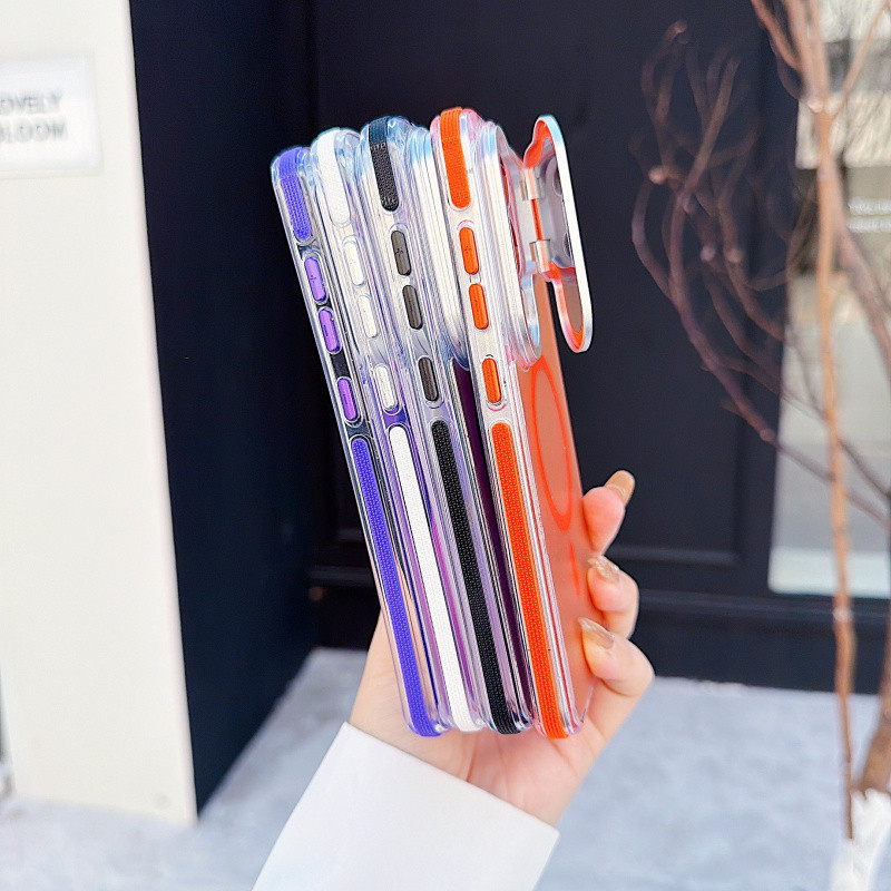 MIimi Luxury Laser Dần dần Bảo vệ ống kính từ tính Giá đỡ cho Samsung S26 Ultra Plus S25 Ultra S24 S23 S22 Ultra Plus A56 A55 A16 A35 Vỏ sạc không dây cứng