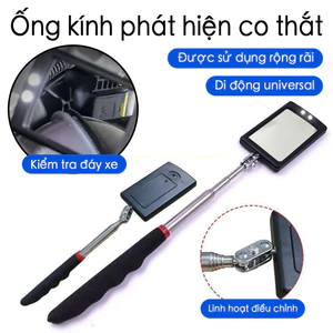 Dụng cụ sửa chữa ô tô gương vuông có đèn, thanh nối dài có thể thu vào Gương kiểm tra ô tô 29cm-88cm