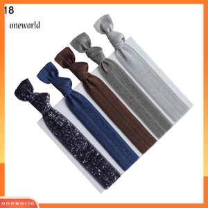 Một thế giới| 5 Chiếc Thời Trang Nhiều Màu Sắc Nữ Mũ Thắt Nút Thắt Tóc Dây Co Giãn Đuôi Ngựa Giá Đỡ