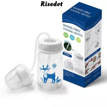 Bình sữa rảnh tay RISEDOT, kèm cọ ống hút Bộ bình sữa cổ bình thường, Bình trữ sữa bóng trọng lực tự ăn 5oz / 150ml cho bé từ 3 tháng tuổi trở lên