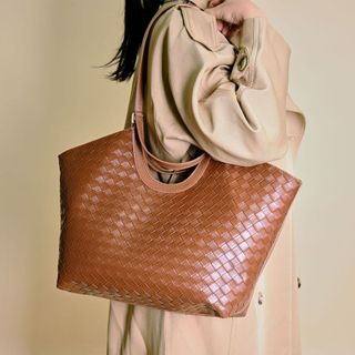 Đen Nâu Dệt Nổi Túi Tote Thời Trang Phong Cách Mới Sinh Viên Dung Tích Lớn Đi Lại Bay Dệt Vải Màu Trơn Túi Tote