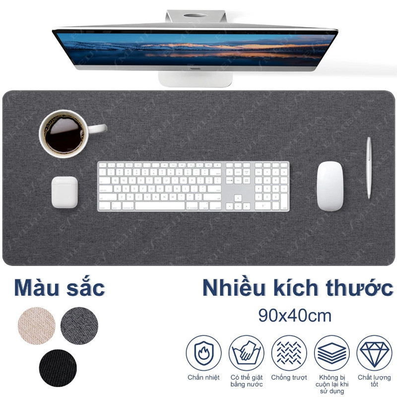 Thảm Trải Bàn Vải Lanh Cotton-Lót Chuột Kích Thước Lớn,Phủ Kín Bàn, Dùng Cho Gaming Văn Phòng Setup