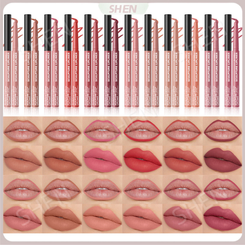 YW AIERLL Matte Lip Pencil Line 12 Màu Móc Dòng Son Môi Bút Lâu Dài Chống Thấm Nước