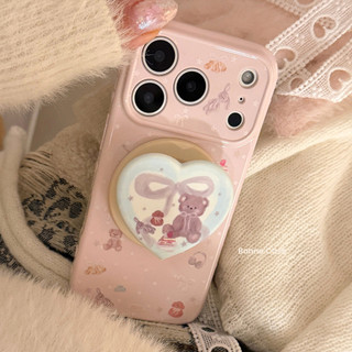 [Sheren] Ốp điện thoại hình gấu dễ thương màu hồng Thích hợp cho i17 16 15 14 13 12 11 pro max Vỏ bảo vệ chống sốc