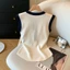 Áo vest nữ dệt kim YICA, cổ tròn slim fit, xu hướng thời trang không tay