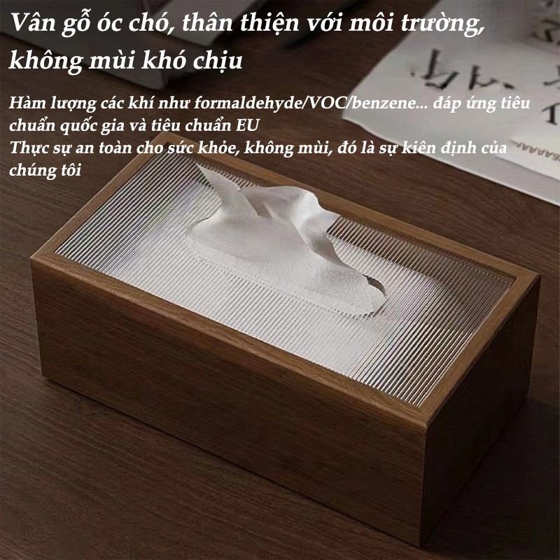 Hộp Đựng Khăn Giấy Bằng Gỗ Óc Chó Cao Cấp - Thiết Kế Cổ Điển Sang Trọng, Trang Trí Tinh Tế Cho Mọi Không Gian Sống