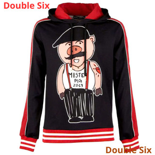 Áo Hoodie Dê Gà Lợn Dệt Bo Đỏ Double - Six Áo Nỉ Dày Dặn Dáng Rộng.
