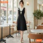 Đầm thiết kế BEMINE cổ trụ phối ren hoa mềm tay dài dáng chữ A phù hợp đi chơi-B417