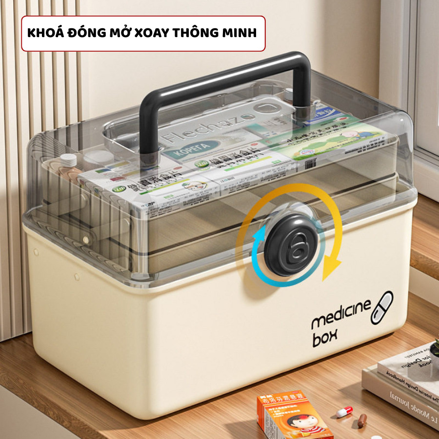 Hộp Đựng Thuốc Gia Đình ENODA HOME, Hộp Có Nắp Trong Suốt Thiết Kế 3 Tầng Đựng Thuốc Tiện Lợi Q081