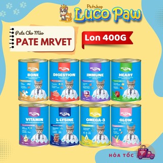 Pate MRVET Dạng Lon 400G Tiêu Hóa, Sáng Mắt, Mượt Lông