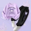 Dễ Thương Kuromi Hoạt Hình Trẻ Em Áo Khoác Bộ Dài Tay Top Jogger Đáy Trang Phục Thường Ngày