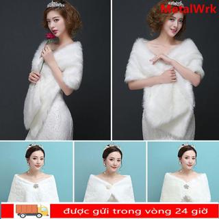 Khăn choàng lông thú giả METALWRK Áo khoác quấn cô dâu mềm mại