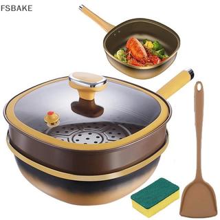 [FSBAKE] Nồi chống dính bằng hợp kim titan có nắp Chảo rán chống dính Chảo titan để nấu ăn với tay cầm giữ mát tiện dụng để nấu nướng nướng KCB