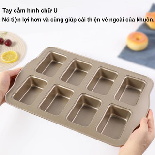 Khuôn Nướng 8 ô Chống Dính, Thép Carbon Cao Cấp, Không Dính Dễ Lấy Bánh, Làm Bánh Mì Và Bánh Ngọt