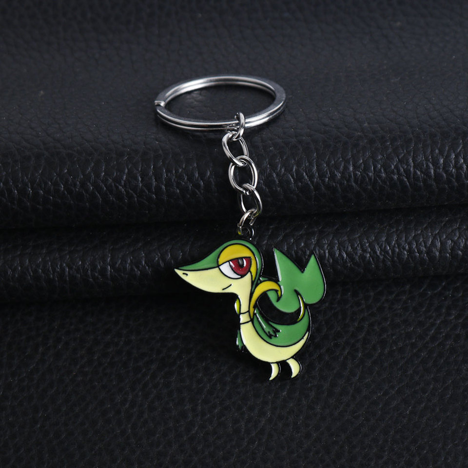 Anime Snivy Oshawott Metal Keychain Animal Logo Pendant Choker Car Keyring Men Boy Jewelry Gift