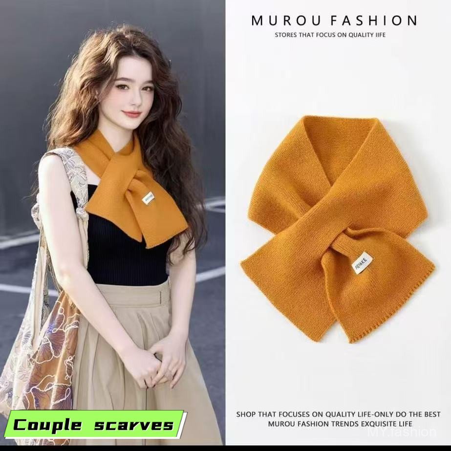 Khăn quàng cổ Hàn Quốc màu trơn, phong cách chữ thập, phù hợp mùa thu đông