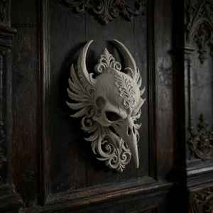 Nghệ thuật treo tường đầu lâu Raven Skull – điêu khắc trang trí phòng ngủ, Halloween, phong cách gothic, dùng cho nhà tối
