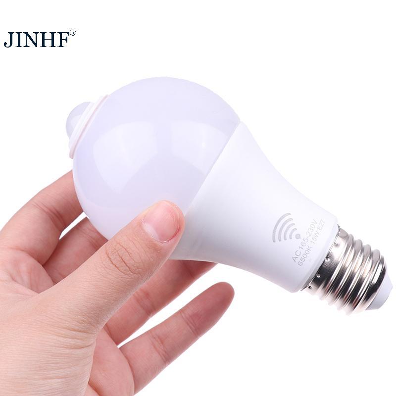 Đèn cảm biến chuyển động JINHF E27 PIR Bóng đèn LED có cảm biến chuyển động Máy dò chuyển động Đèn ngủ HOT