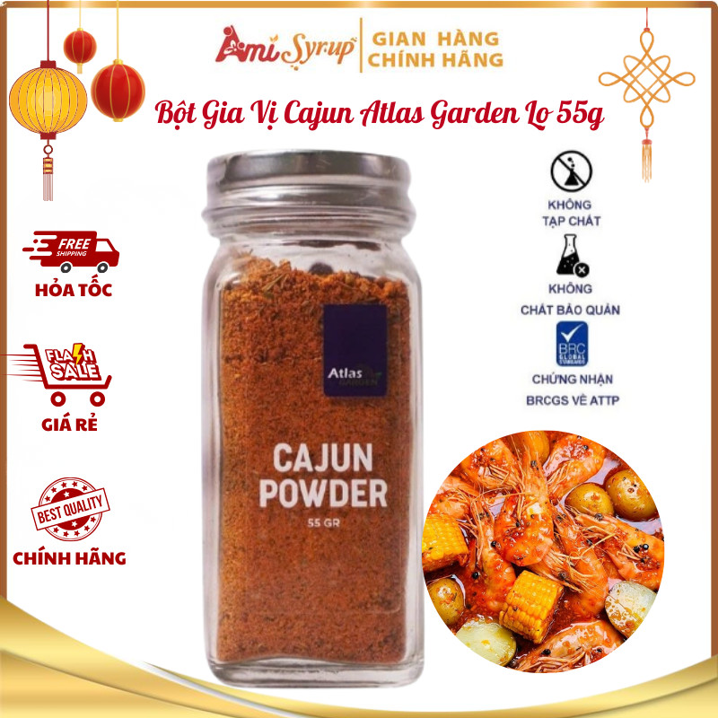 Bột Gia Vị Cajun Atlas Garden Lọ 55g, Đậm Vị Cay Nồng Tự Nhiên