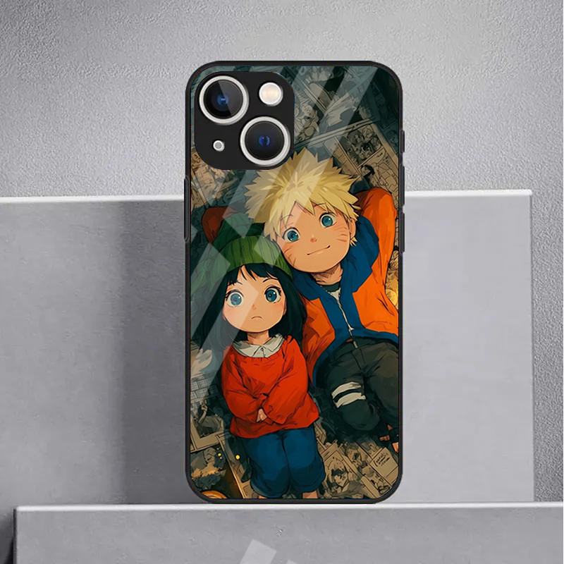Ốp Điện Thoại Thủy Tinh naruto Và hinata Cho IPhone 16 15 14 13 12 11 Pro XR XS Max Plus Mini X XR 8 7 6s SE2 / 3