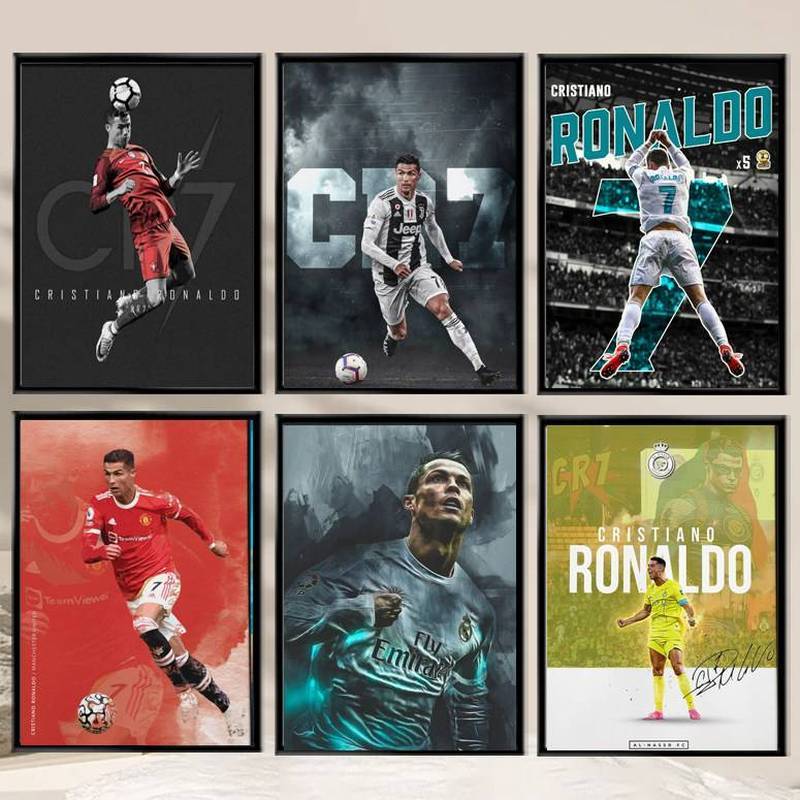 Tranh vải trang trí Cristiano Ronaldo, Poster bóng đá, Nghệ thuật hiện đại, Trang trí cho quán bar và phòng khách