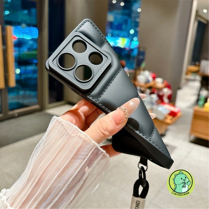 Vỏ Áo Khoác Xuống Có Dây Buộc Cho Redmi 14C 14R 13 13C 13R 12 12C 11A K70 K70E K60 K40 K40S K30 K30i 5G 4G Vỏ Điện Thoại Mềm Màu Kẹo Đơn Giản Dễ Thương Chống Rơi