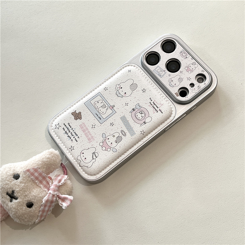 Ốp điện thoại chất liệu TPU + PU họa tiết thỏ cho iPhone 17 Pro max 16 Pro Rabbit