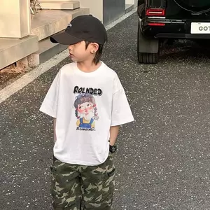 budak, thiết kế nhút nhát, bé trai bé gái, baju, nhỏ vừa, cotton, áo thun, mùa hè, hàng mới, kanak