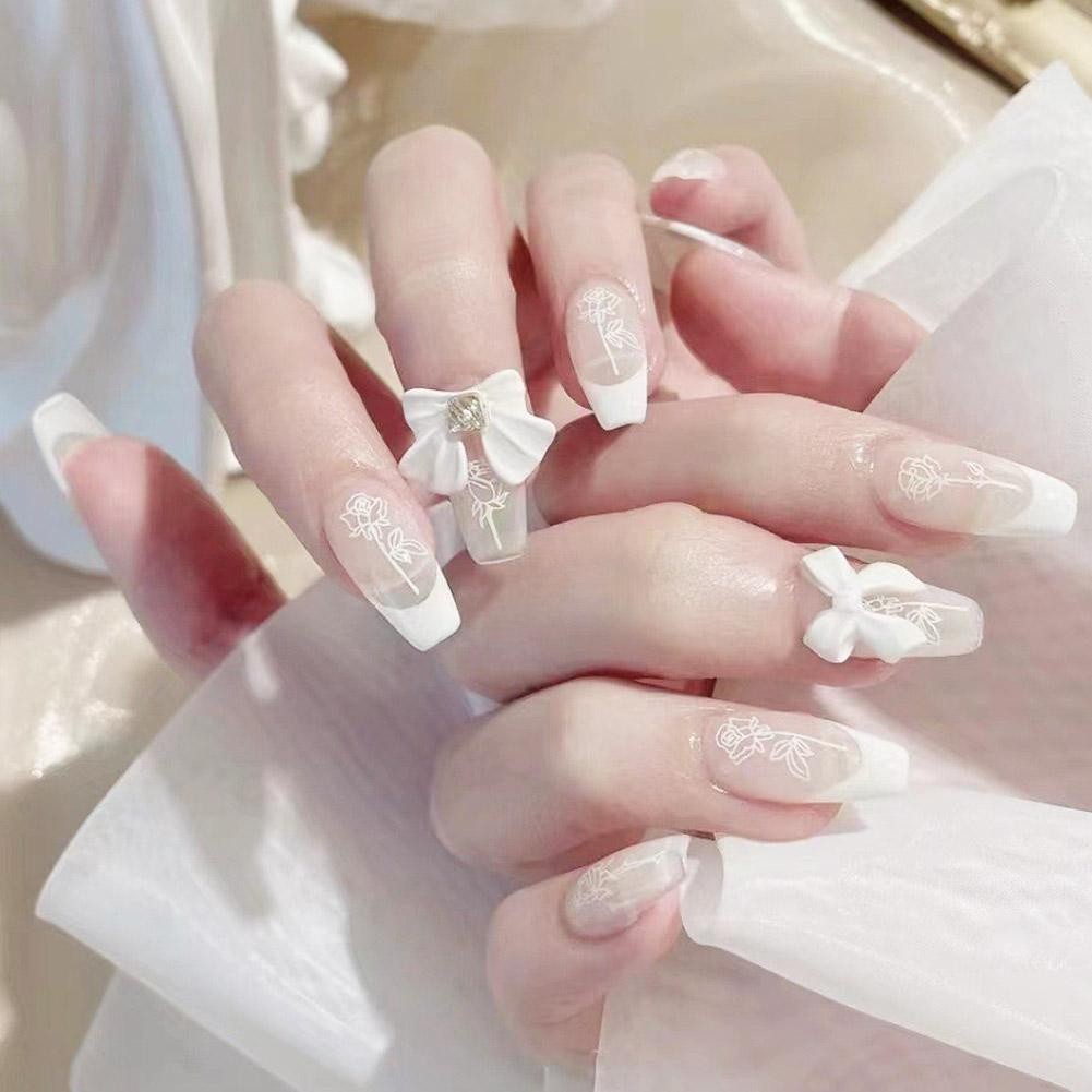 Mặc Miếng Dán Móng Tay Trung Và Dài Móng Tay Giả Đeo Được Bé Gái Miếng Dán Móng Tay B5d4