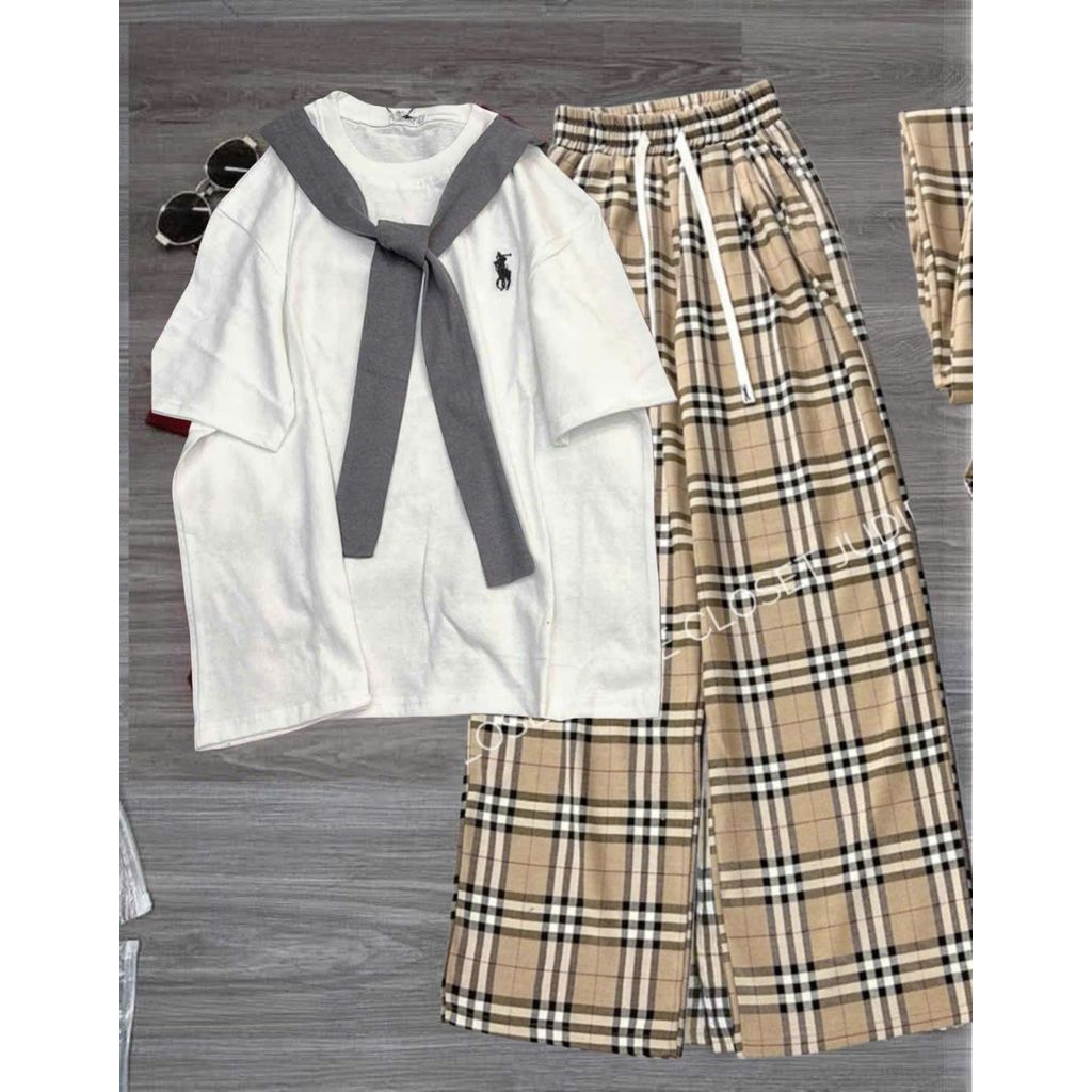 Quần Kẻ Caro Vàng DÀI 95CM+ Áo Phông Rộng Unisex Giá Rẻ Nhất SU -quanaao94