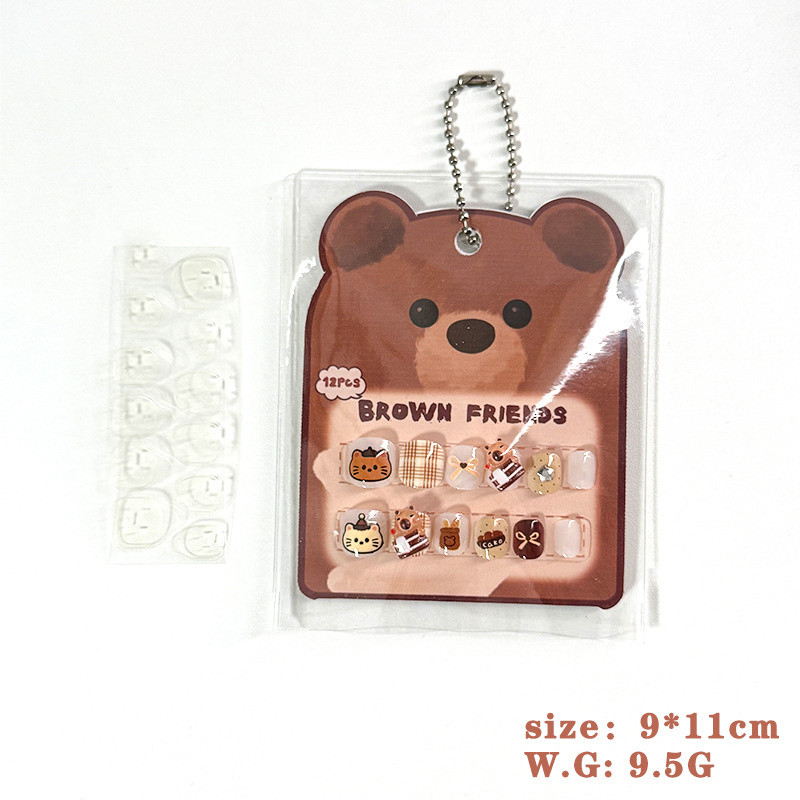 Dễ Thương Trẻ Em Hoạt Hình Ngắn Handmade Dán Móng Tay Capybara Đeo Đầu Móng Tay Giả Móng Tay