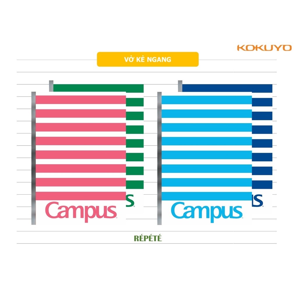 Product image Vở kẻ ngang Campus Repete, sổ ép gáy 80-120-200 trang chắc chắn B5 viết bài 70gsm