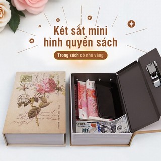 Két sắt mini hình quyển sách nhiều size – Hộp đựng tiền dùng mật khẩu, trang trí bàn làm việc, văn phòng