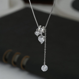 Vòng cổ vàng thật mạ điện micro-ind zircon, thiết kế dây xích xương đòn hiện đại, phù hợp với áo len