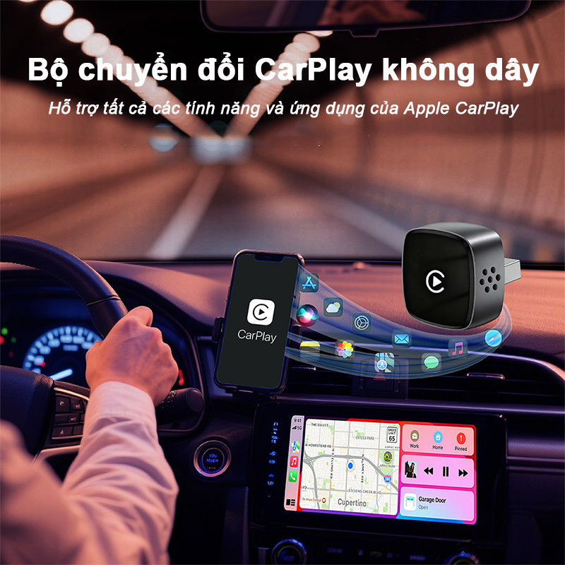 Bộ Chuyển Đổi CarPlay Android Auto Không Dây 2 Trong 1 Hộp Thông Minh Ô Tô CarPlay Android Auto Không Dây