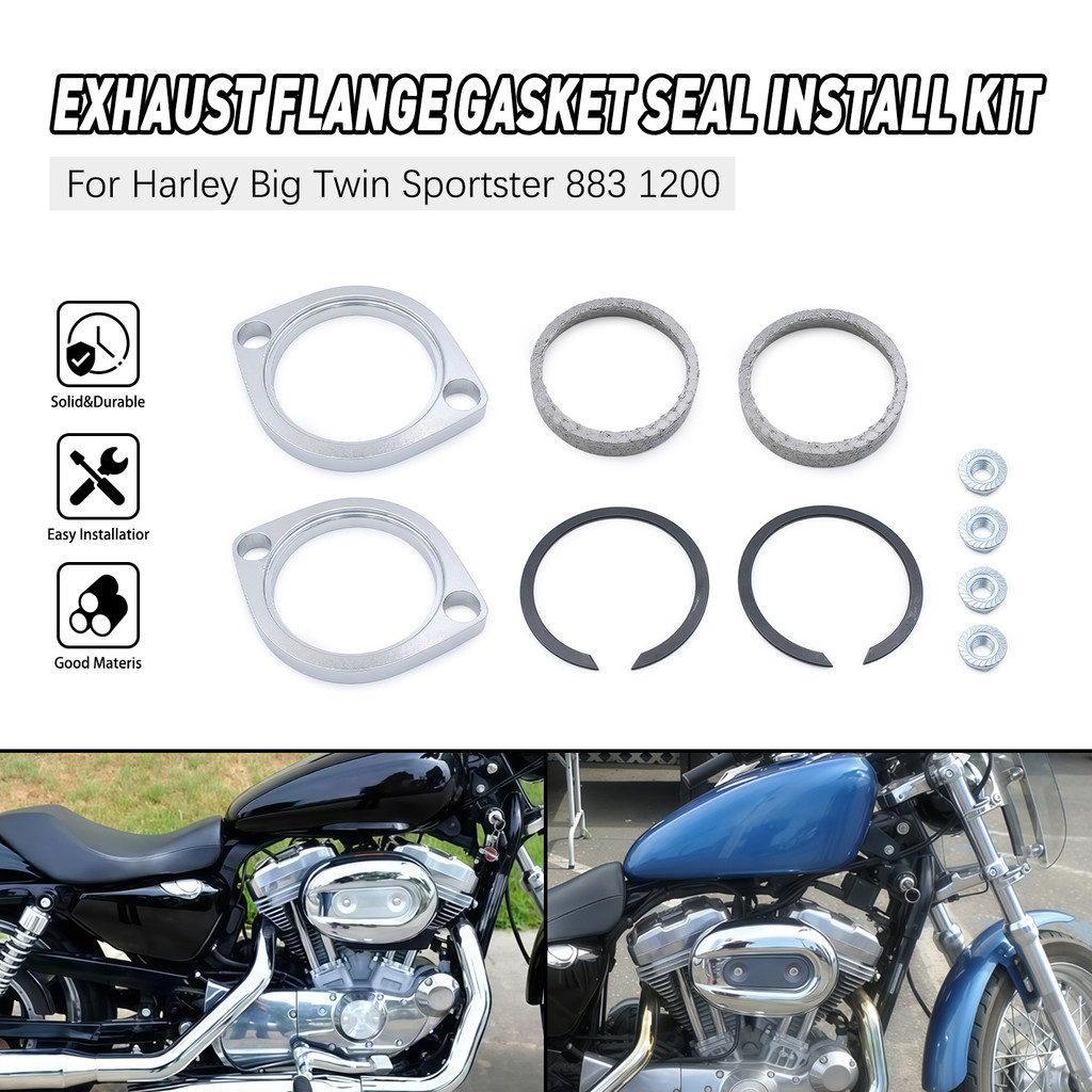 Xe Máy Xả Mặt bích Gioăng Con Dấu Lắp Đặt Bộ Giao Diện Xả Kẹp Đầu Phần Giao Diện Miếng Đệm Bộ Dành Cho Harley Big Twin Sportster 883 1200