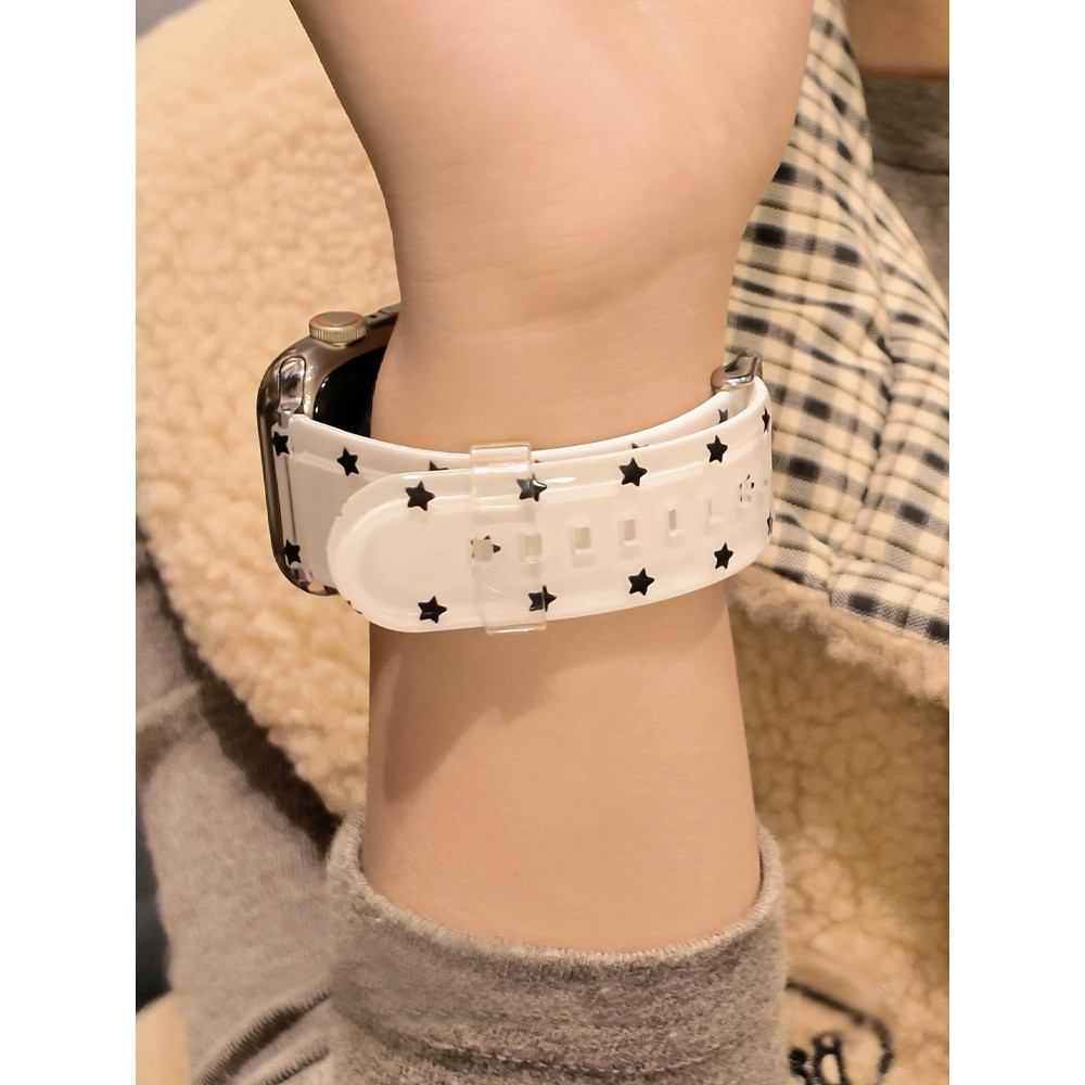 Dây đeo thời trang tpu hình ngôi sao phong cách Hàn Quốc dành cho nữ Thích hợp cho Apple Watch S11 SE3 Ultra3 S10 S9 S8 SE S7 S6 Ultra 49mm 46mm 42mm 40mm 44mm 41mm 45mm Dây đeo cổ tay