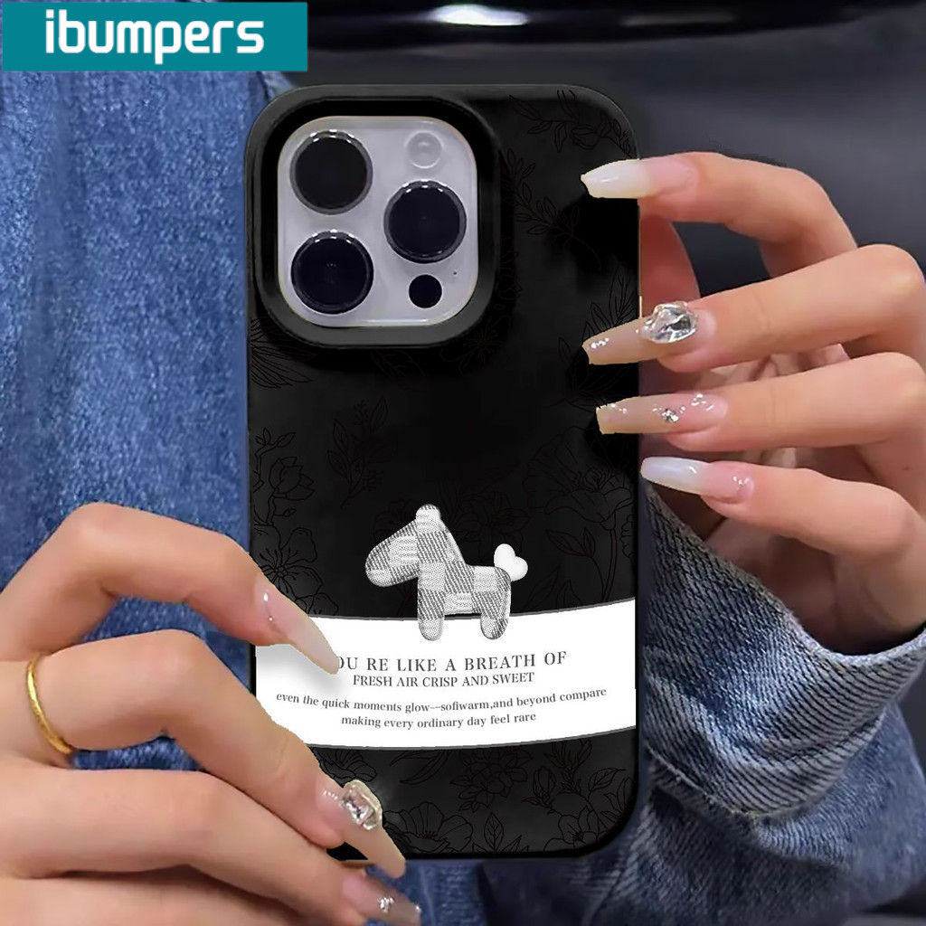 Ibumpers Ốp Điện Thoại Thanh Lịch Dòng Hoa Nghệ Thuật Ngựa Miếng Dán Silicon Mềm Chống Sốc Vỏ Cho iPhone 11 12 13 14 15 16 17 Pro Max IP Plus
