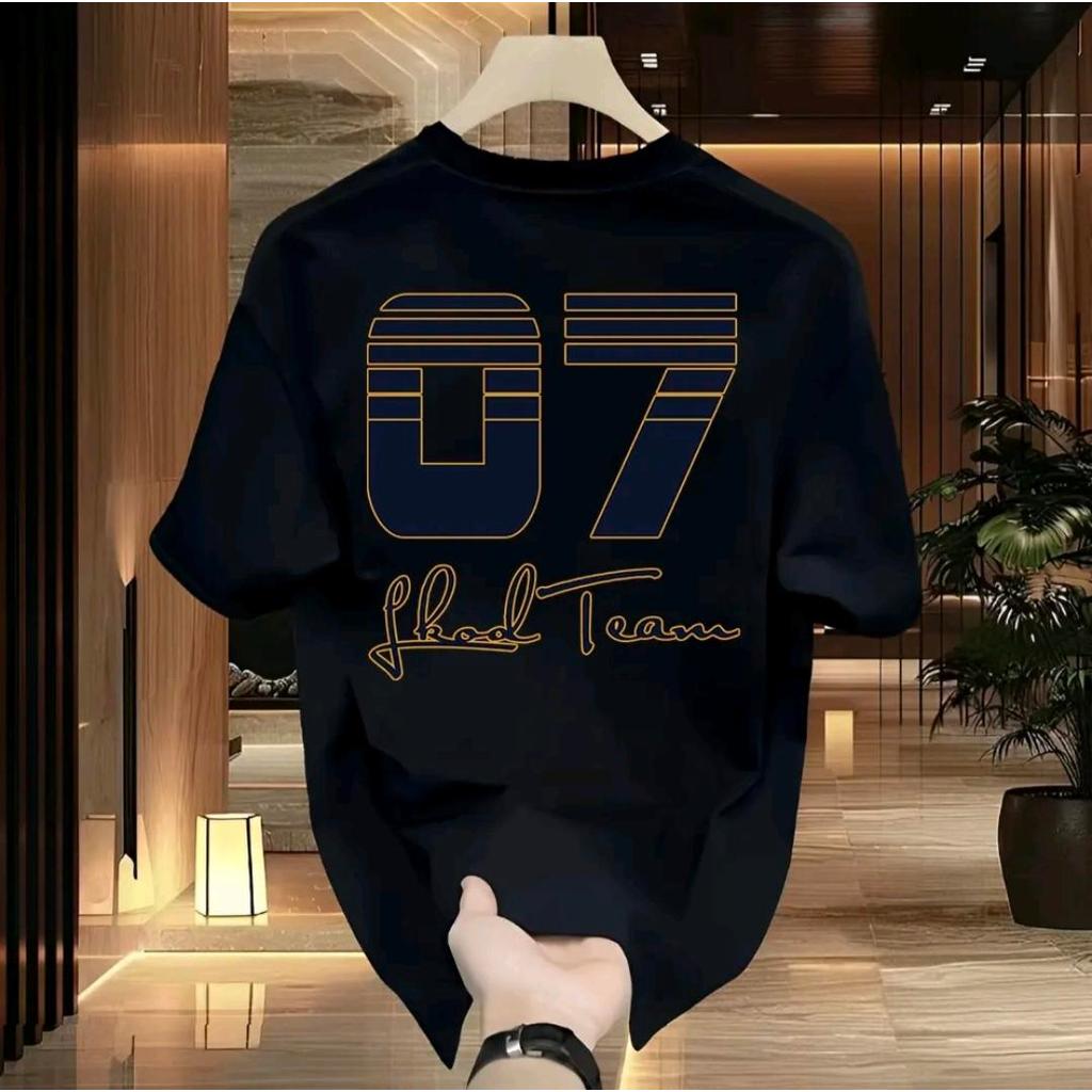 Đội Bóng Rổ 07, cotton 220G, cổ tròn, ngắn tay, phong cách Mỹ, 2025, mùa hè, áo unisex