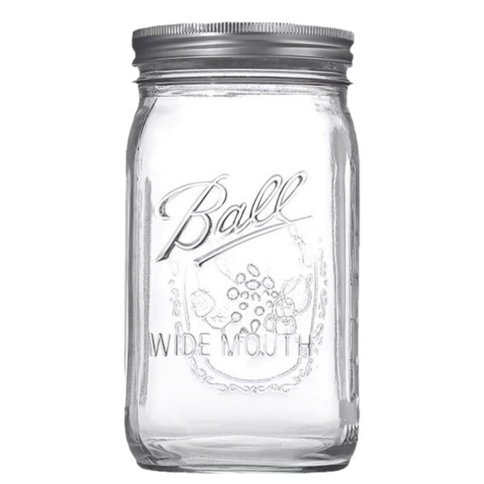 Bình kín khí Mỹ Mason Jar Thủy tinh Trong suốt Bột yến mạch kín Mứt Jar Retro Cốc uống Jam Jar JMOW