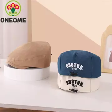 Mũ nồi cho bé ONEOME, Mũ lưỡi trai thêu chữ phong cách Hàn Quốc dành cho trẻ em, Mũ chuyển tiếp cổ điển Bông tai Kẹp bát giác C Mũ Newsboy Mũ bé trai