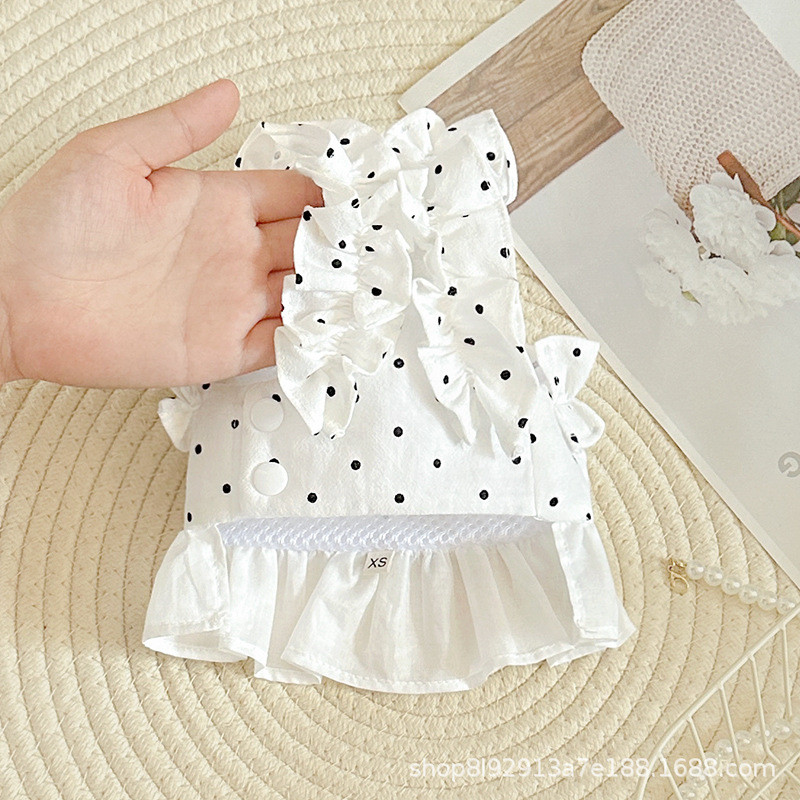 [Pet-Eleven] Đầm chấm bi cho thú cưng Quần áo cho chó mèo Dây xích mèo Đi bộ chống vỡ Dây Vest cho chó cưng Maltese Yorkshire Dây đeo ngực