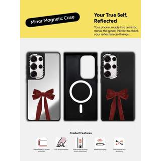 CASECASE X Vỏ nơ nhung Matte Black & Sliver Mirror Vỏ hút từ tính Samsung Galaxy S26 S25 S24 S23 Ultra Plus Mặt sau cứng có hộp khắc logo