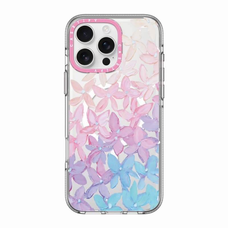 CASECASE X Pink Blue Flowers Phone Case HỒNG CAMERA RING EDITION Tác động Vỏ hút từ tính trong suốt cho IPhone 17 / 16 / 15 / 14 / 13 Pro Max Air với bao bì cao cấp