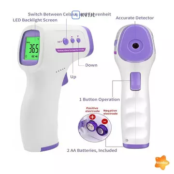 [KvJJL-t] Nhiệt kế kỹ thuật số trán Nhiệt kế y tế hồng ngoại không tiếp xúc Công cụ đo sốt nhiệt độ cơ thể cho bé Người lớn mới