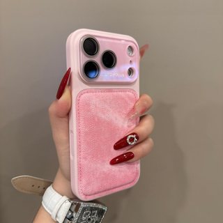 Phim Bảo Vệ Ống Kính Kính Thời Trang Màu Hồng Xám Denim Vải Ốp Lưng Điện Thoại iPhone 17Promax 17Pro 14 15 16 Pro Max Chống Sốc Nam Nữ Vỏ Di Động