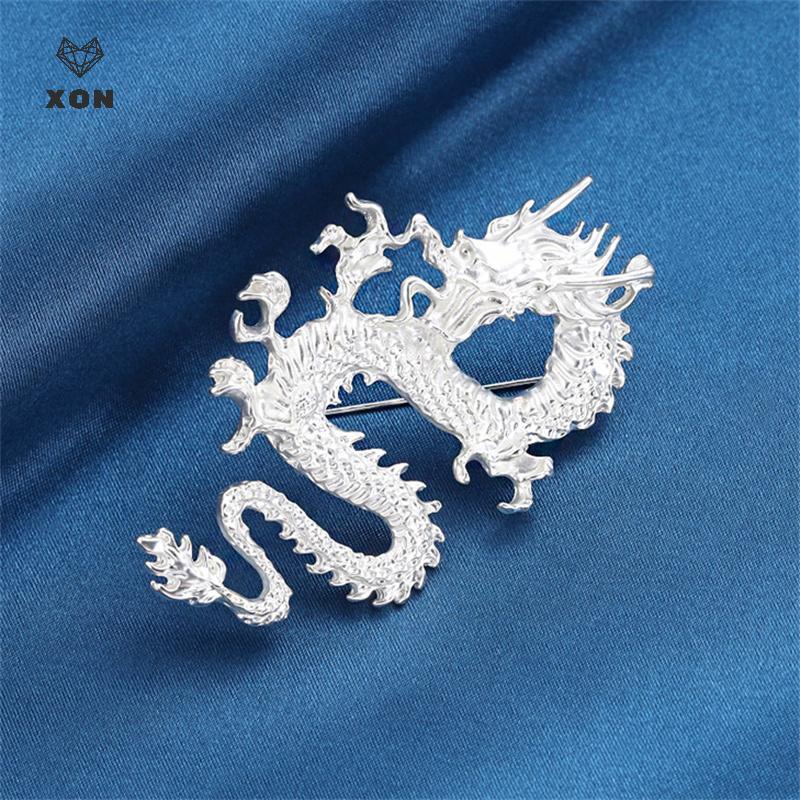 Trâm cài kim loại hình rồng cổ điển, phù hợp làm ve áo và corsage pin thời trang cho nam