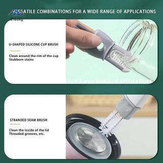 Bàn chải làm sạch bình nước ELBBKG 5 trong 1 Máy chà sàn silicon có thể tháo rời Tay cầm dài Bình sữa Ấm đun nước thủy tinh Bàn chải dụng cụ nhà bếp mới